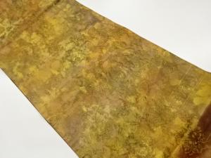 ふくれ織引箔切り嵌め風向かい鴛鴦に花唐草模様織出し袋帯